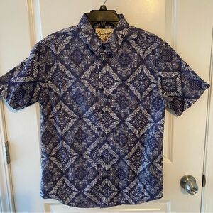 Coastal Blue and White Casual Button Down Shirt